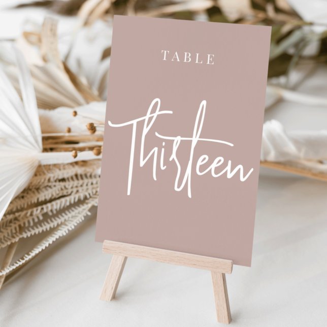 Rose Taupe Hand Scripted Table THIRTEEN Number (Creator Uploaded)