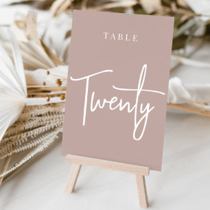 Rose Taupe Hand Scripted Table TWENTY Table Number