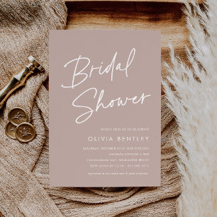 Rose Taupe   Minimalist Script Bridal Shower Invitation