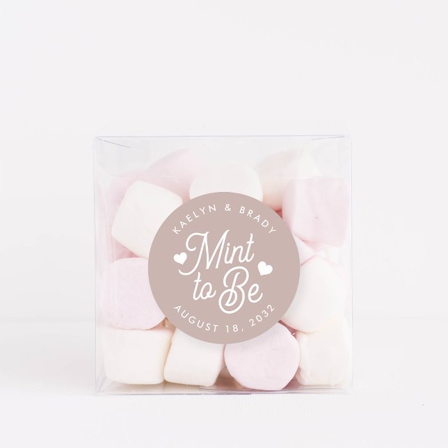 Rose Taupe | Mint to Be Personalised Wedding Favou Classic Round Sticker (Creator Uploaded)