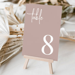 Rose Taupe Modern Handwritten + Classic Serif Table Number