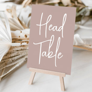 Rose Taupe Modern Script Head Table Number