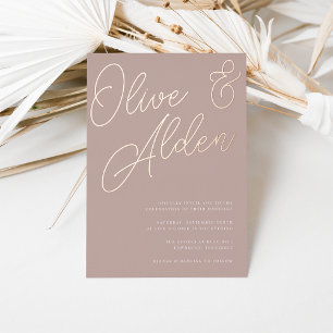 Rose Taupe Rose Gold Script Wedding