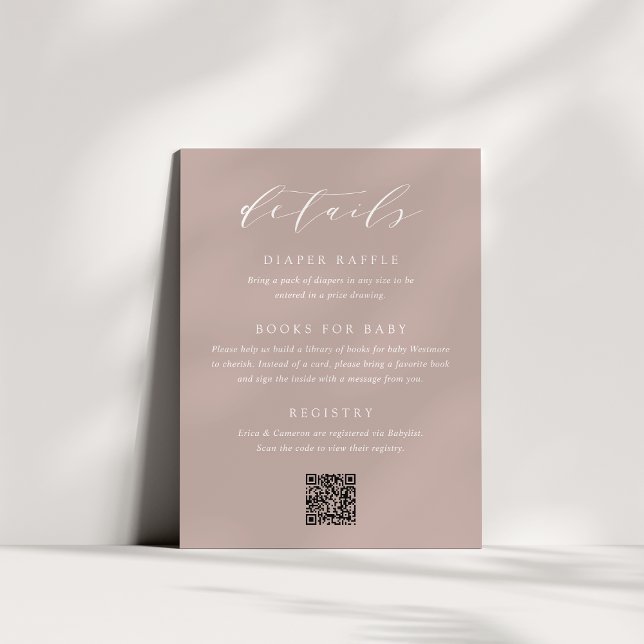 Rose Taupe Script Baby Shower Enclosure Card (Creator Uploaded)