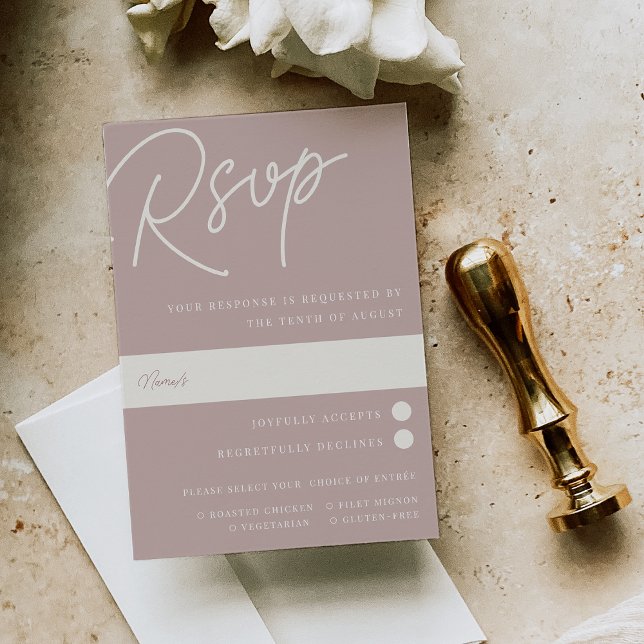 Rose Taupe | Script Watermark Meal Choice RSVP Card (Creator Uploaded)