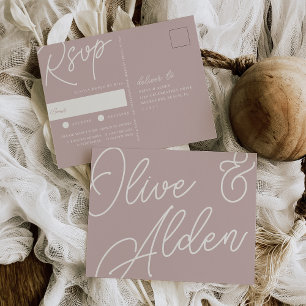 Rose Taupe   Script Watermark Meal Choice RSVP Postcard