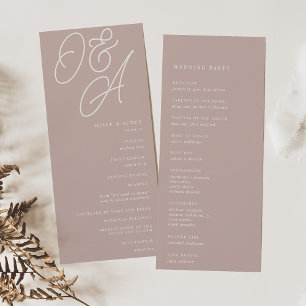 Rose Taupe   Script Watermark Monogram Wedding Programme