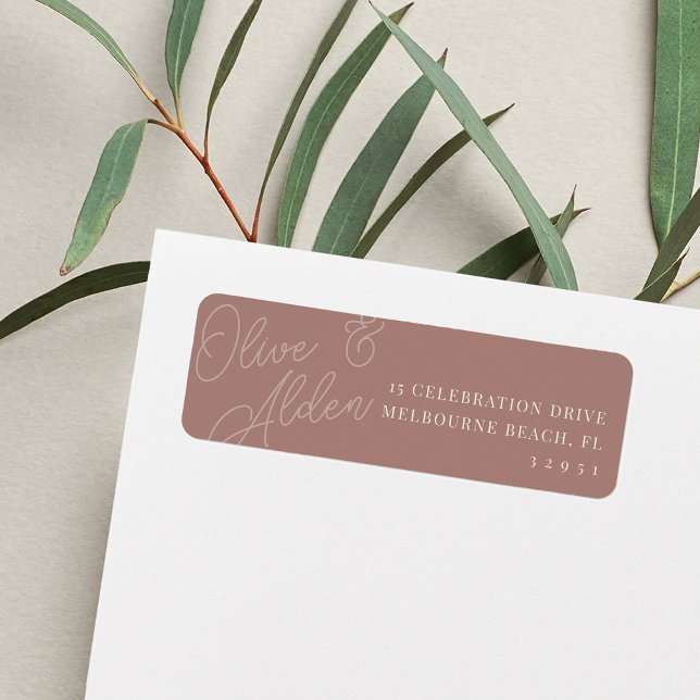 Rose Taupe Script Watermark Wedding Return Address (Creator Uploaded)
