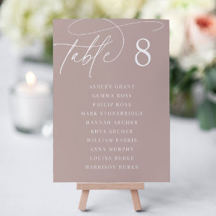 Rose Taupe   Table Number + Guest Names