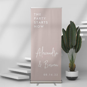 Rose Taupe   The Party Starts Now Wedding Retractable Banner
