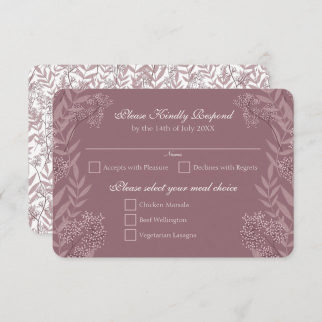 Rose Taupe Wedding Vintage Botanical Invitation (Front/Back)