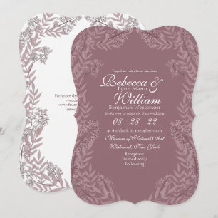 Rose Taupe Wedding Vintage Botanical Invitation