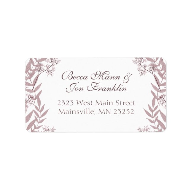 Rose Taupe Wedding Vintage Botanical Label (Front)