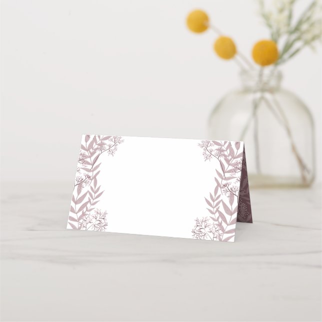 Rose Taupe Wedding Vintage Botanical Place Card (Front)