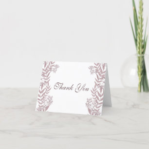 Rose Taupe Wedding Vintage Botanical Thank You Card