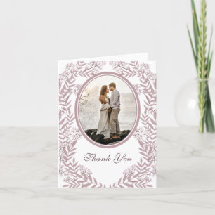Rose Taupe Wedding Vintage Botanical Thank You Card