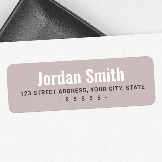 Rose taupe white grey modern return address (Rose taupe white gray modern return address label)