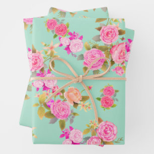 Rose Teal.   Wrapping Paper Sheets