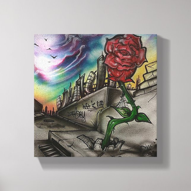 rose that grew from concrete canvas print (Front)