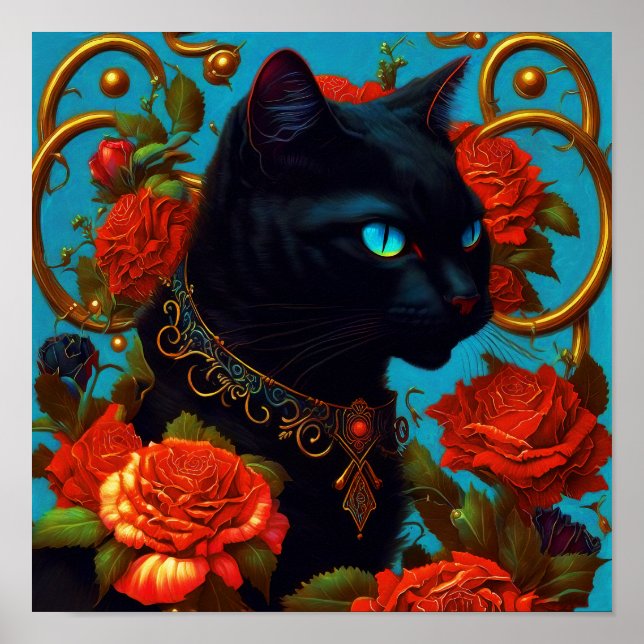Rose the Cat Poster Art - Black Cat Wall Art (Front)