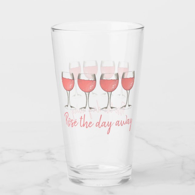 Rosé the Day Away Blush Wine Glasses Vino (Front)