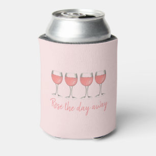 Rosé The Day Away Pink Rose Glass Wine Lover Can Cooler