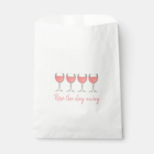 Rosé The Day Away Pink Rose Glass Wine Lover Favour Bags