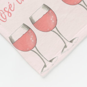 Rosé The Day Away Pink Rose Glass Wine Lover Fleece Blanket