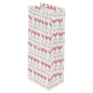 Rosé The Day Away Pink Rose Glass Wine Lover Gift Bag