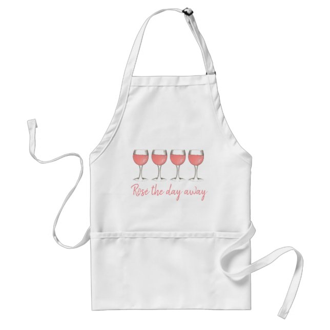 Rosé The Day Away Pink Rose Glass Wine Lover Standard Apron (Front)