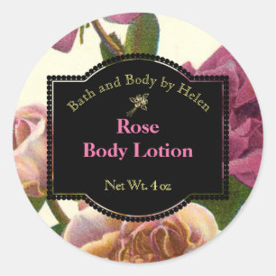 Rose Themed Soap and Bath Products Label - circle