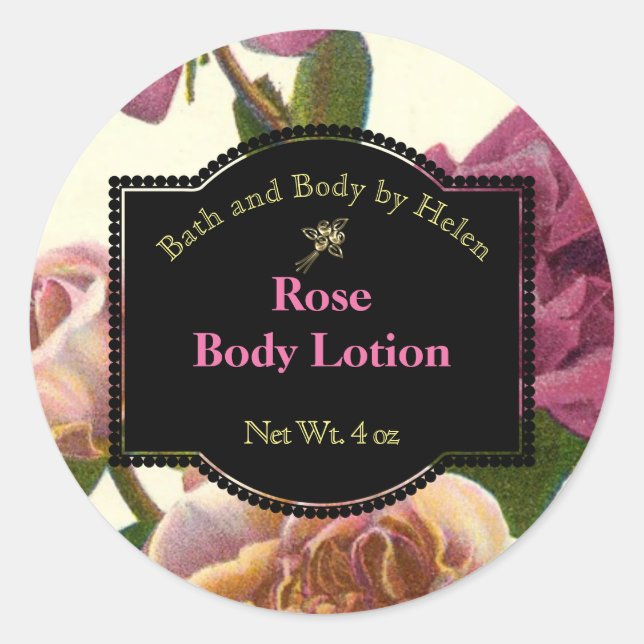 Rose Themed Soap and Bath Products Label - circle (Front)