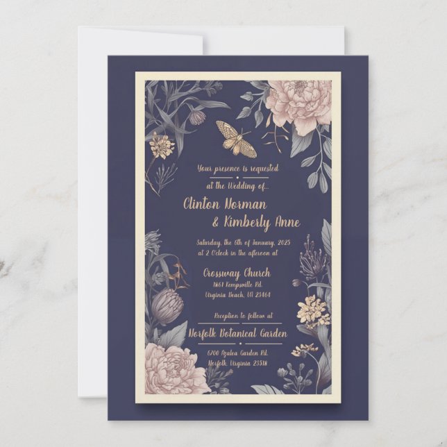 Rose & Thistle Wedding Invitation (Front)