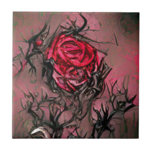 Rose thorns death graphic abstract art  tile