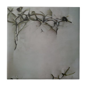 Rose thorns etchings graphic abstract art  tile