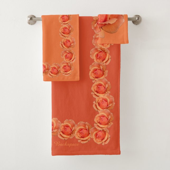 Rose Towel Sets Personalised Orange Rose Towels (Insitu)