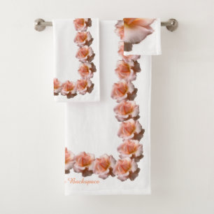 Rose Towel Sets Personalised Peach Rose Towels