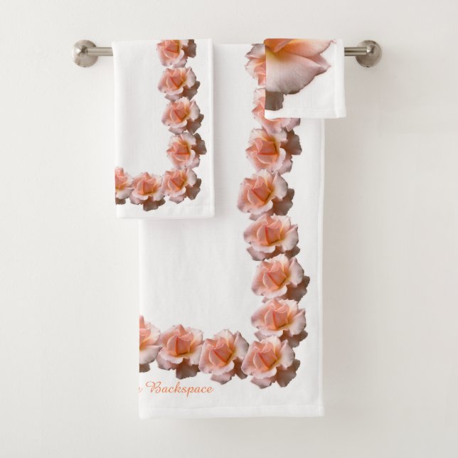 Rose Towel Sets Personalised Peach Rose Towels (Insitu)