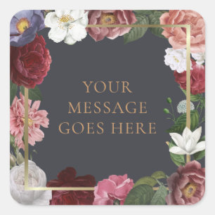 Rose Treillage Faux Gold Foil Your Message Square Sticker