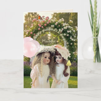 Rose Trellis Antique Dolls Greeting Card