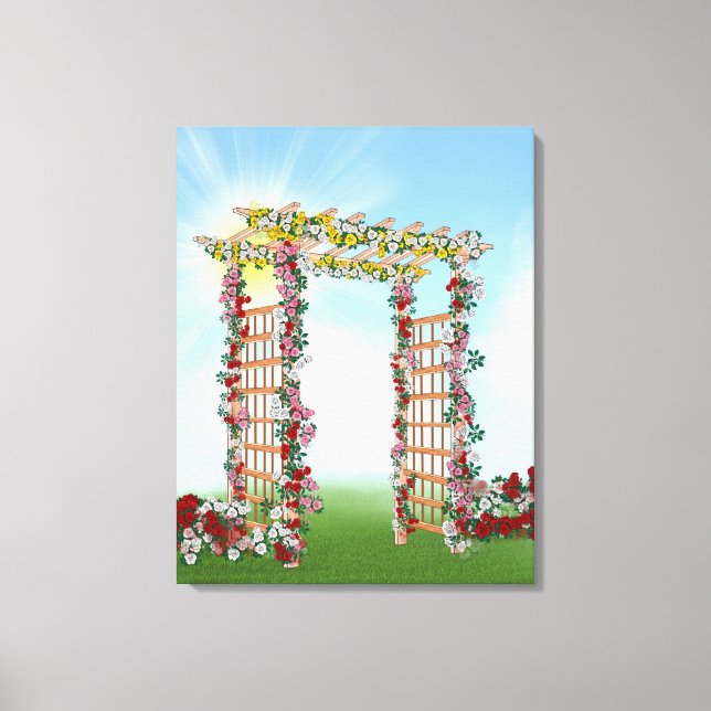 Rose Trellis Under Blue Skies Canvas Print (Front)