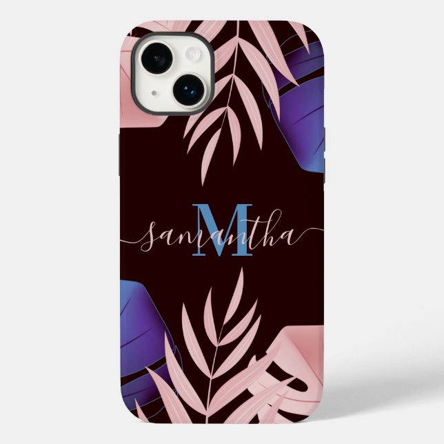 Rose Tropical Leaves Case-Mate iPhone Case (Back)