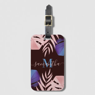 Rose Tropical Leaves Luggage Tag