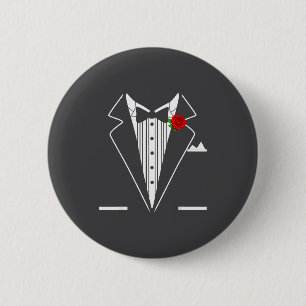 Rose Tuxedo Tux Wedding Prom Costume Party Men Kid 6 Cm Round Badge