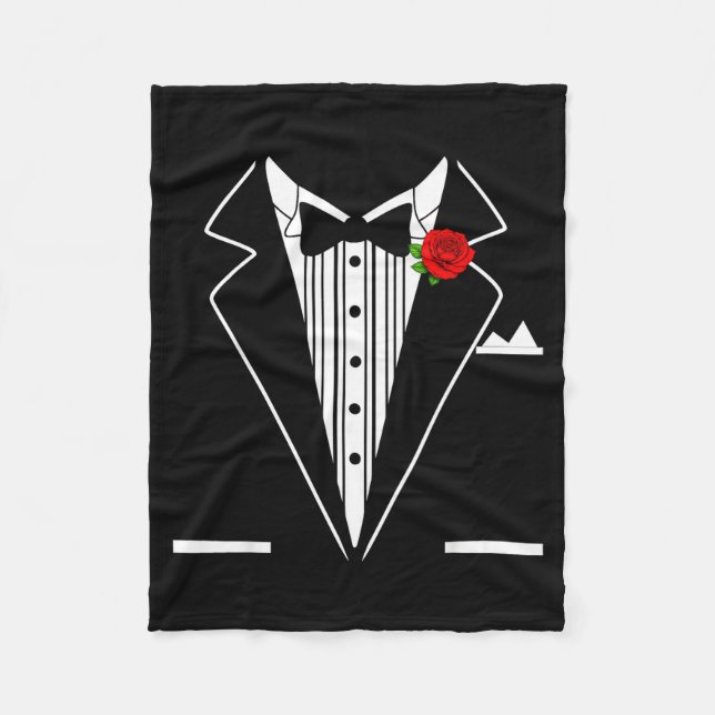 Rose Tuxedo Tux Wedding Prom Costume Party Men Kid Fleece Blanket (Front)