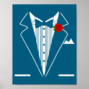 Rose Tuxedo Tux Wedding Prom Costume Party Men Kid Poster