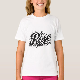 Rose Typography - Whimsical Elegance T-Shirt