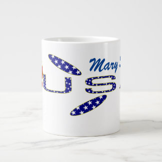 Rose USA Flag Blue Personalised Large Coffee Mug