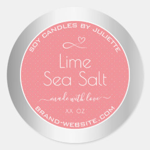 Rose Vanilla Scent Pink Silver Soy Candles Labels