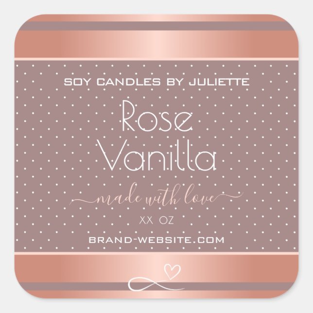 Rose Vanilla Scented Cute Product Packaging Labels (Front)